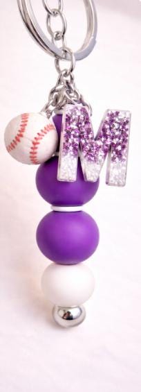 Personalized Initial Keychain: Beaded Charm, Sports & Music