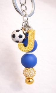 Personalized Initial Keychain: Beaded Charm, Sports & Music