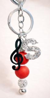 Personalized Initial Keychain: Beaded Charm, Sports & Music